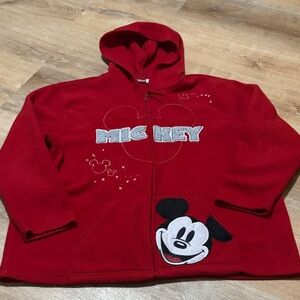 Vintage Disney Mickey Mouse Zip Jacket Hoodie Fleece Light weight Womens XL